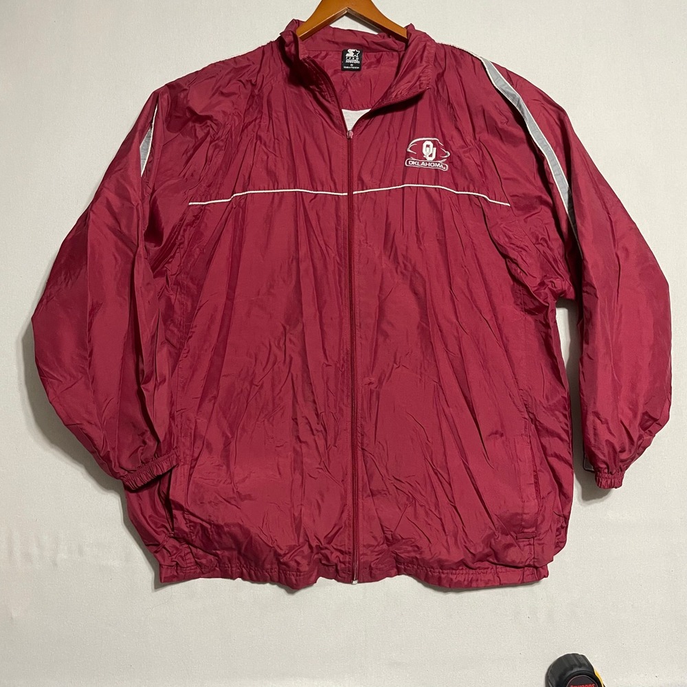 Team Starter Oklahoma Sooners Red‎ NCAA Full-Zip Windbreaker Jacket - Size 3X
